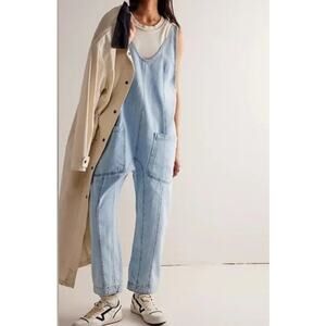 Free People High Roller One Piece Jumpsuit Denim Overalls Blue XS